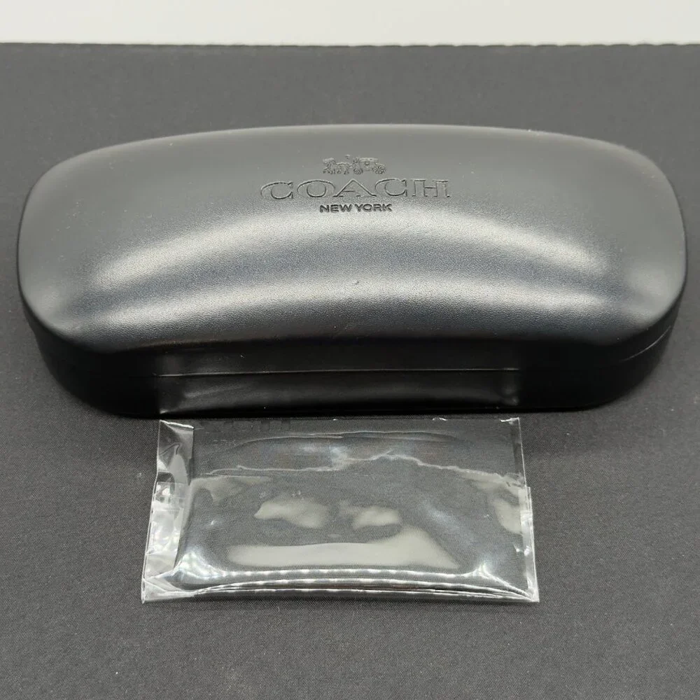 Coach New York Black Hard Clamshell Eyeglasses Case With Cleaning Cloth Small